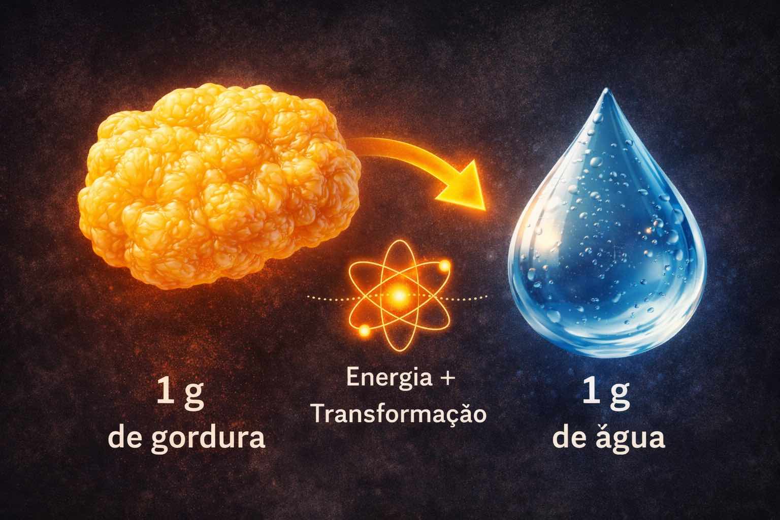 1g de gordura produz 1g de água jejum seco água metabólica. produção de água metabólica a partir da gordura durante o jejum seco ativação das mitocôndrias