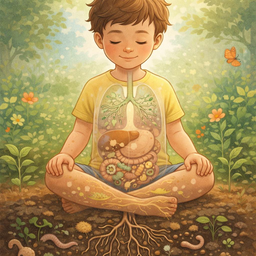 Parasitas em crianças ilustrando um terreno biológico em desenvolvimento e a coerência do vivo